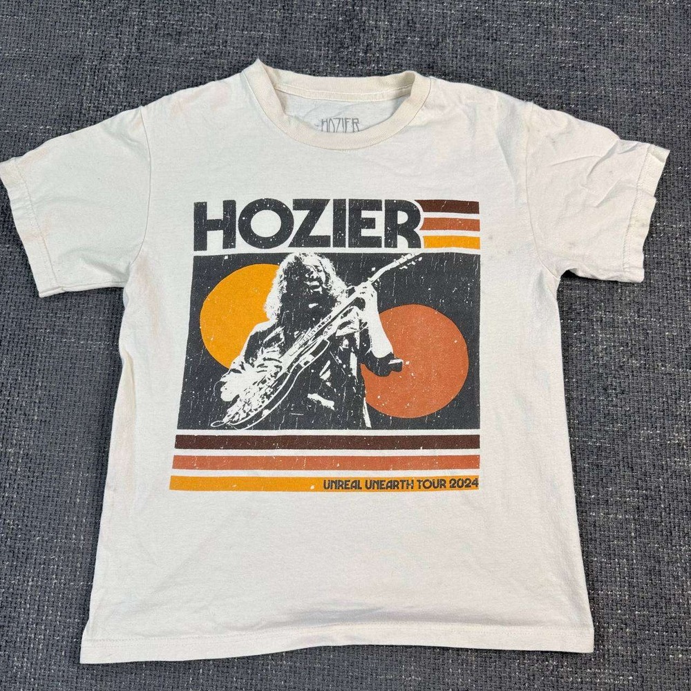 Hozier Unreal Unearth Tour 2024 Graphic T-Shirt Mens Small Cream Short Sleeve